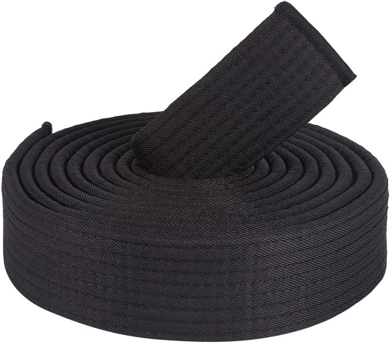 CREATCABIN Black Jiu Jitsu Belt Polyester Martial Arts Belt Judo Jiu-Jitsu TKD Aikido Uniform Ranking Belt Long Soft Universal Fit Belts Taekwondo for Men Women Sports Training Equipment 9.2ft - Image 1
